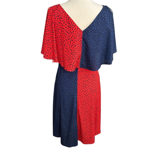 DEREK LAM Collective Handkerchief Dress Womens 38 US 6 Red Blue Midi Ruffle - Picture 4 of 7